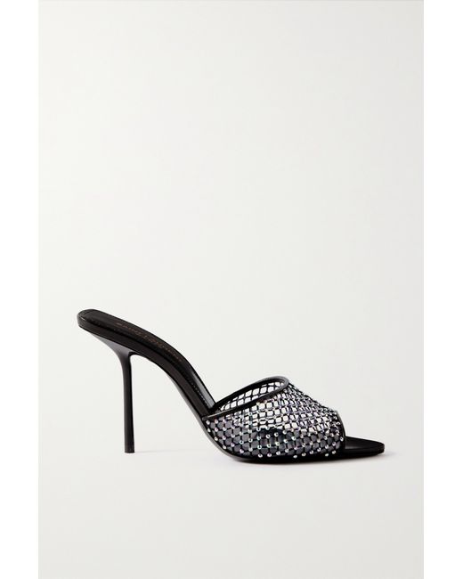 Saint Laurent Disco Crystal-embellished Mesh Pvc And Leather Mules
