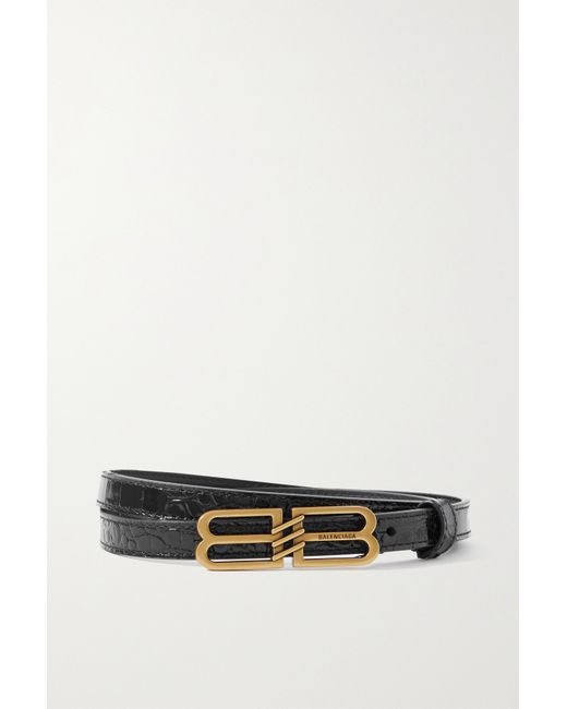 Balenciaga Bb Croc-effect Leather Belt