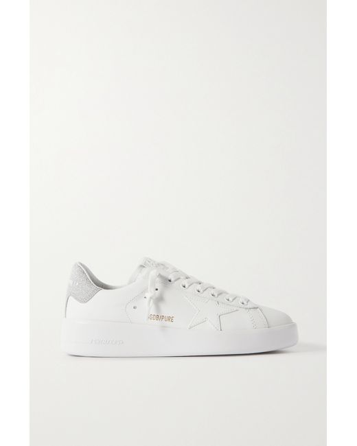 Golden Goose Pure Star Glittered Leather Sneakers