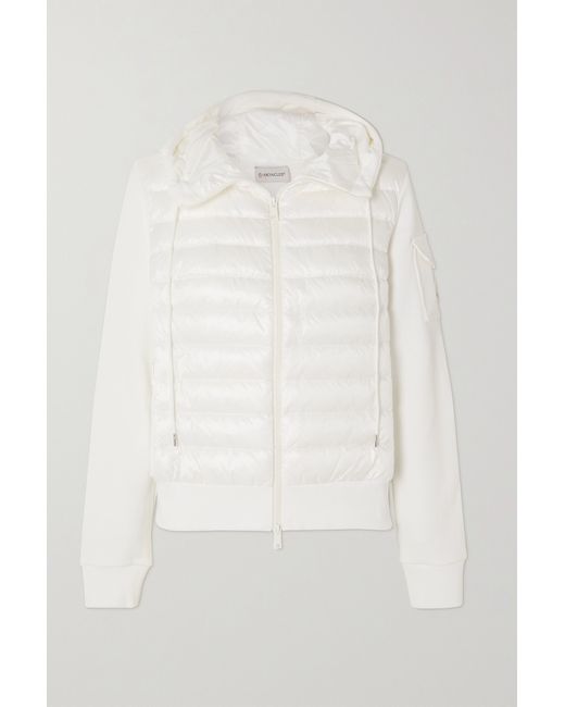 Moncler Paneled Cotton-blend Terry And Quilted Shell Down Hoodie
