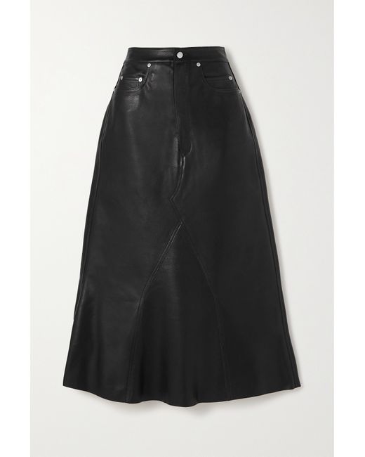 Rick Owens Paneled Leather Midi Skirt