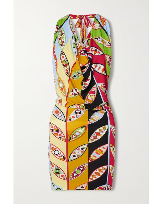 Pucci Printed Satin-crepe Halterneck Mini Dress
