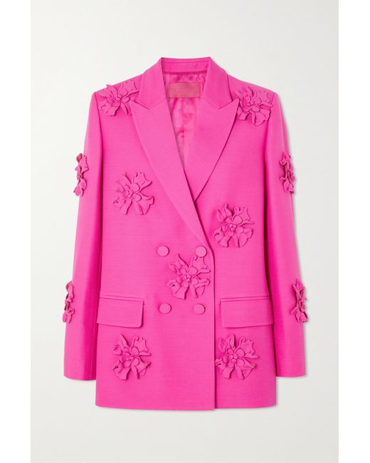 Valentino Double-breasted Wool And Silk-blend Crepe Blazer
