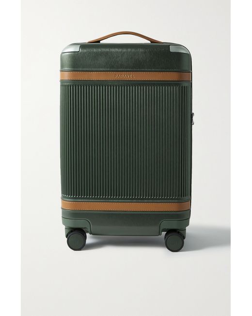 Paravel Net Sustain Aviator Carry-on Vegan Leather-trimmed Recycled Hardshell Suitcase Army