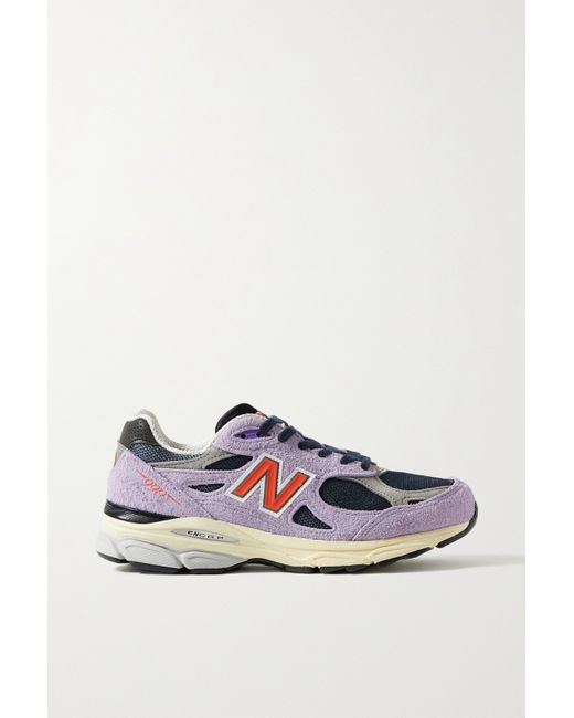 New Balance 990v3 Leather-trimmed Suede And Mesh Sneakers