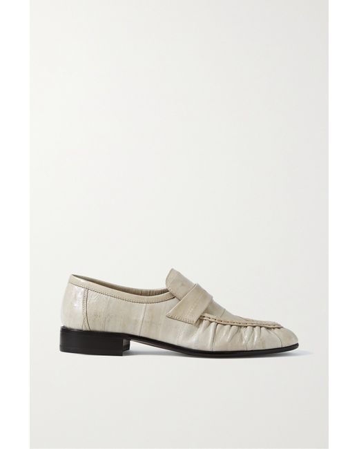The Row Crinkled Glossed-leather Loafers