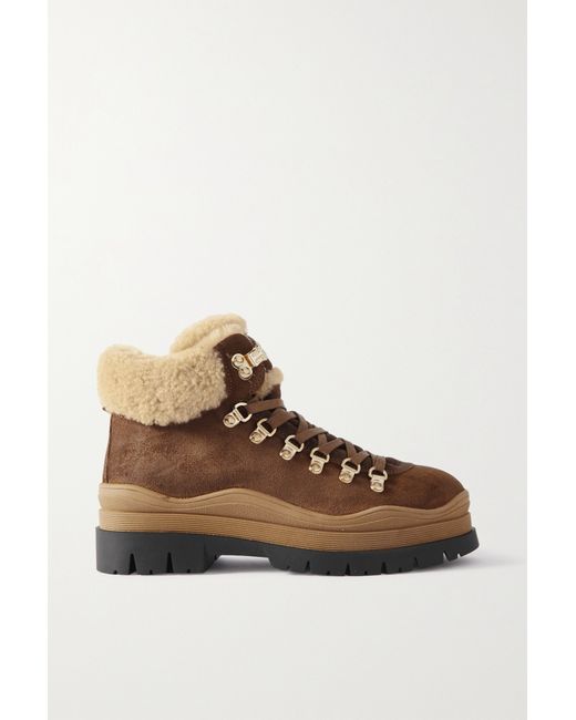 Bogner Arosa Shearling-lined Suede Ankle Boots Sand