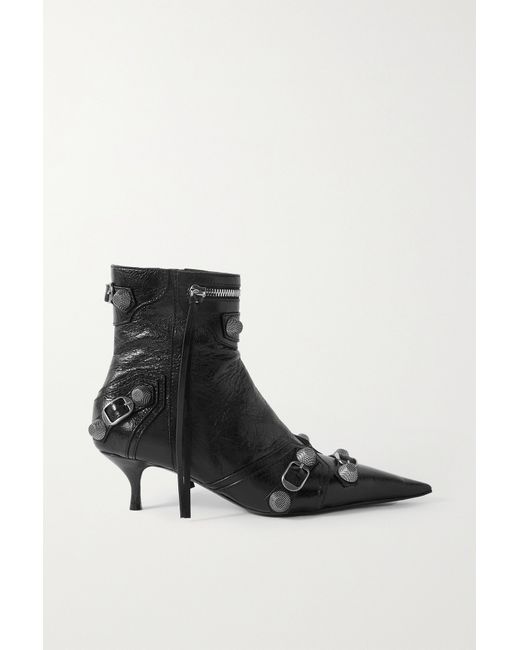 Balenciaga Le Cagole Studded Crinkled-leather Ankle Boot