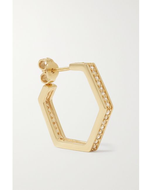 Kolours Jewelry Hexagon Large 18-karat Diamond Single Hoop Earring one