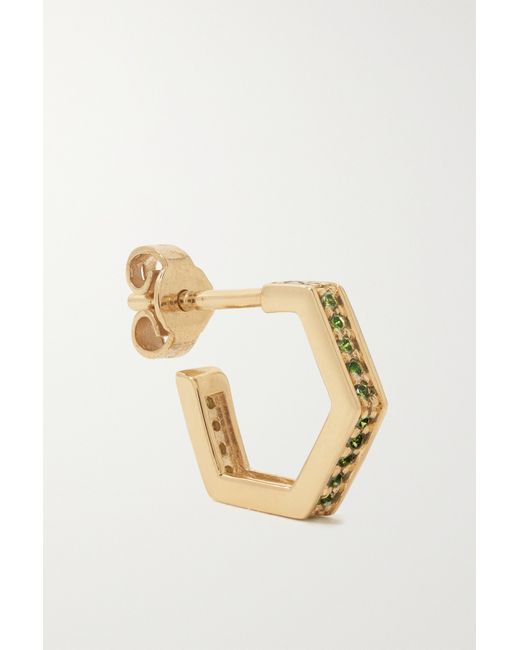 Kolours Jewelry Hexagon Small 18-karat Diamond Single Hoop Earring one