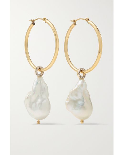 Mateo 14-karat Pearl And Diamond Earrings one