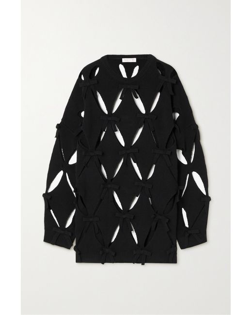 Valentino Cutout Bow-detailed Wool Sweater