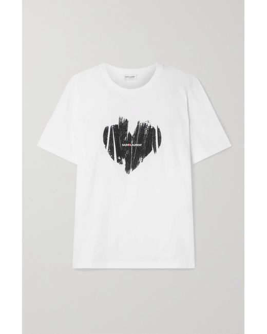 Saint Laurent Printed Cotton-jersey T-shirt