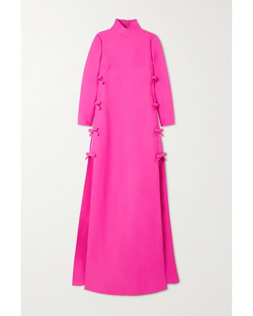 Valentino Bow-detailed Wool And Silk-blend Crepe Gown