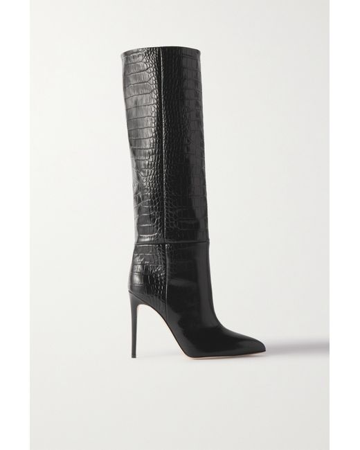 Paris Texas Croc-effect Leather Knee Boots