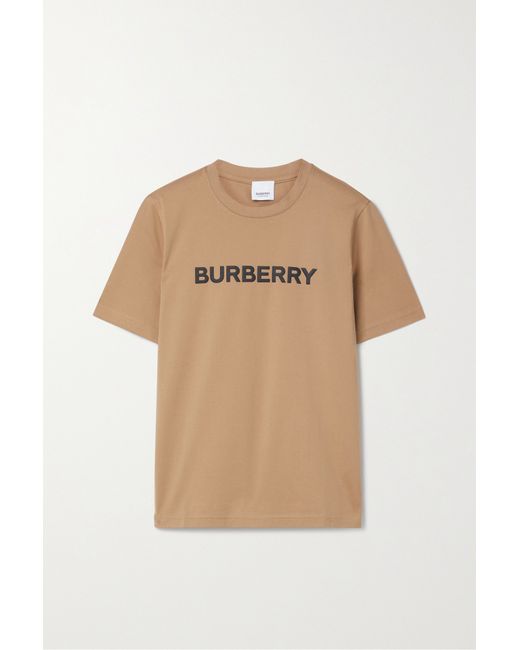 Burberry Printed Cotton-blend Jersey T-shirt Tan