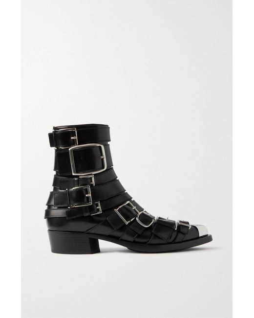 Alexander McQueen Buckled Leather Ankle Boots