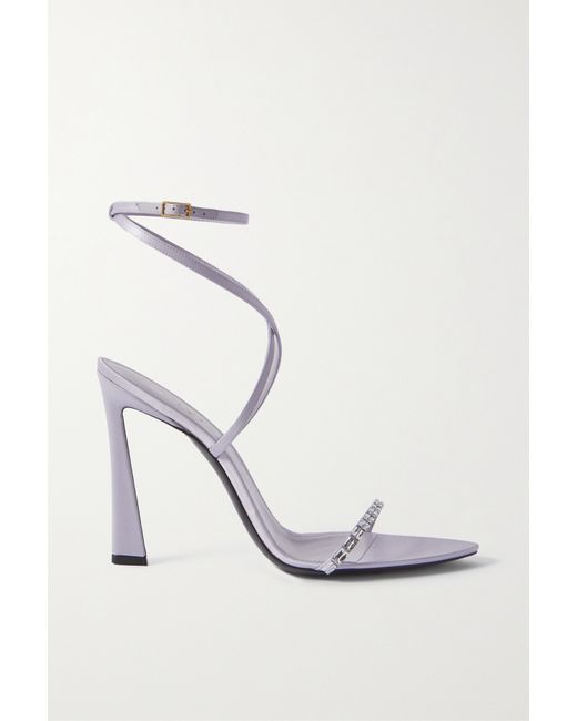 Saint Laurent Crystal-embellished Satin Sandals