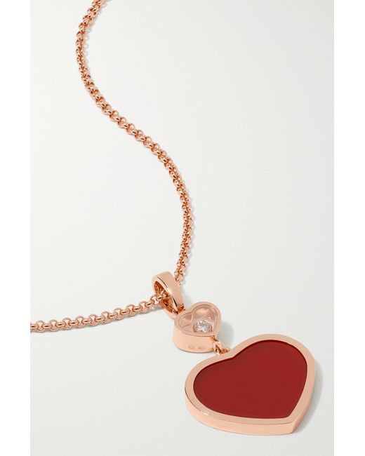 Chopard Happy Hearts 18-karat Rose Carnelian And Diamond Necklace one