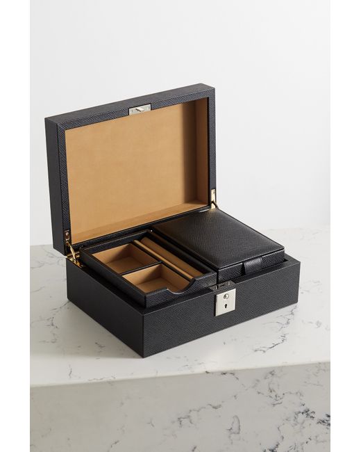 Smythson Panama Textured-leather Jewelry Box And Travel Tray