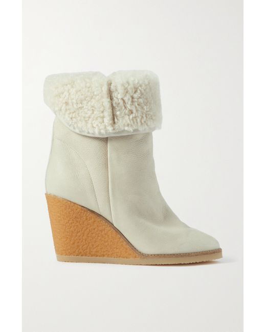Isabel Marant Totam Shearling-lined Suede Wedge Ankle Boots