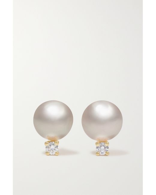 Mikimoto 18-karat Gold Pearl And Diamond Earrings