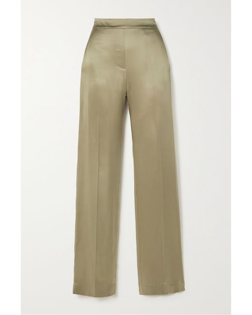 Joseph Tova Silk-satin Straight-leg Pants Light
