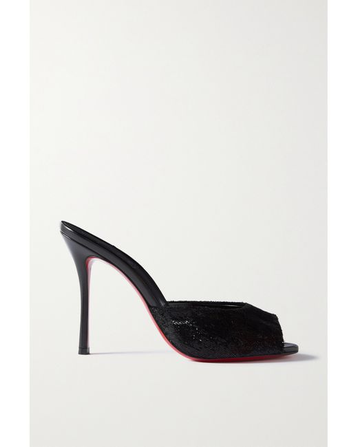 Christian Louboutin Me Dolly 100 Velvet And Leather Mules