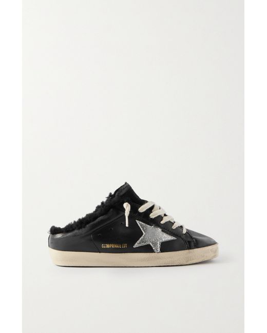 Golden Goose Super-star Sabot Distressed Shearling-lined Leather Slip-on Sneakers