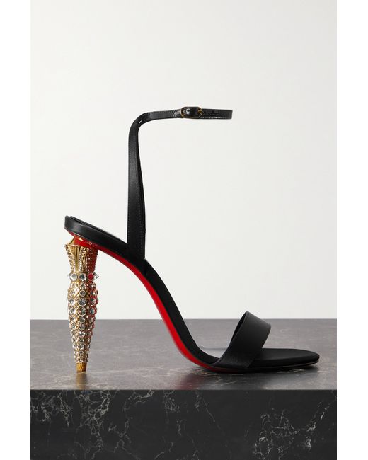 Christian Louboutin Lipstrass Queen 100 Crystal-embellished Satin Pumps