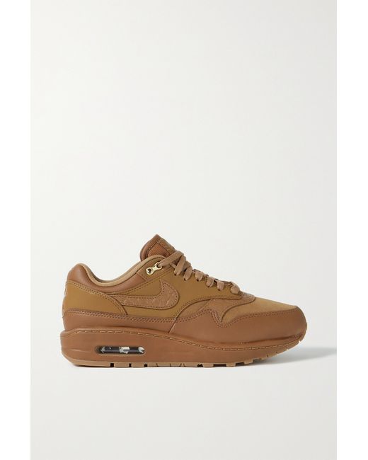 Nike Air Max 1 Suede And Croc Effect-trimmed Leather Sneakers