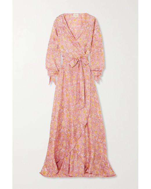 Hannah Artwear Net Sustain Luna Floral-print Silk Wrap Maxi Dress
