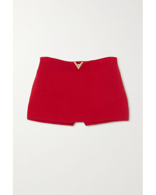 Valentino Embellished Wool-blend Crepe Shorts