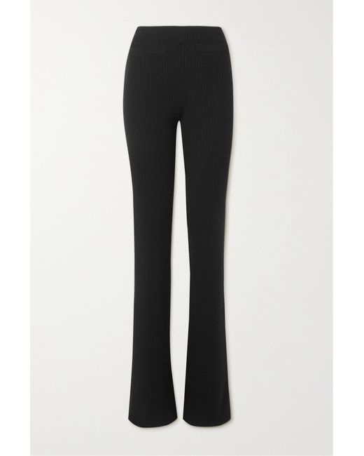 Saint Laurent Taille Ribbed Wool Flared Pants