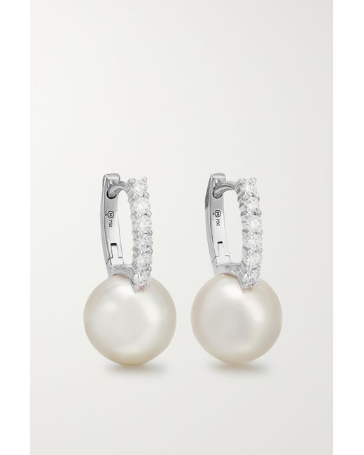 Mikimoto 18-karat Gold Pearl And Diamond Hoop Earrings one