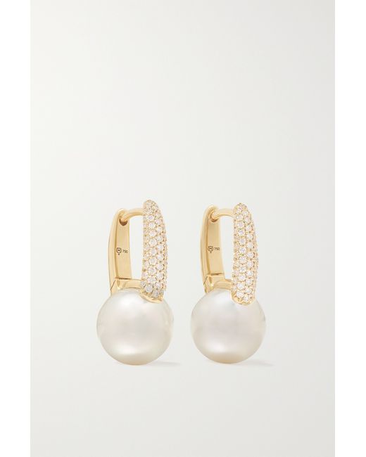 Mikimoto 18-karat Gold Pearl And Diamond Hoop Earrings
