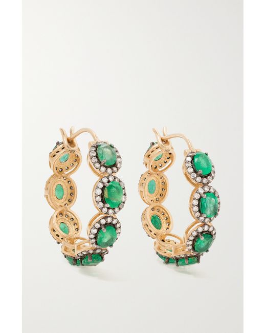 Amrapali London Mini Rajasthan 18-karat Emerald And Diamond Hoop Earrings one
