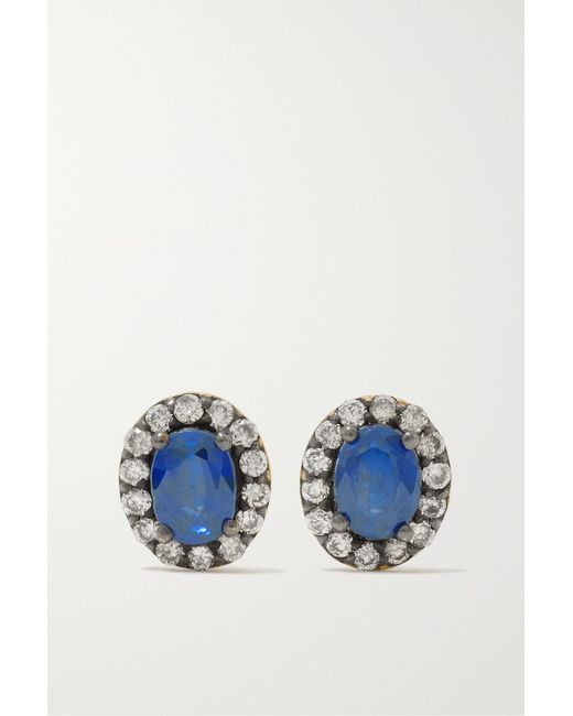 Amrapali London Rajasthan Mini Rhodium-plated 18-karat Gold Sapphire And Diamond Earrings