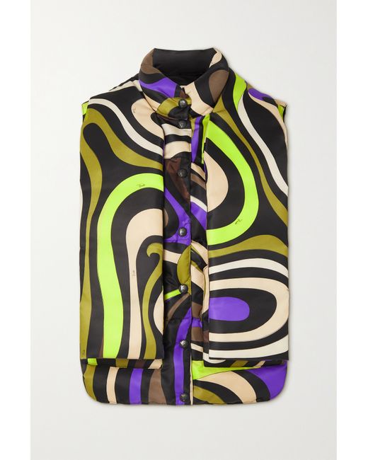 Pucci Scarf-detailed Quilted Printed Shell Vest