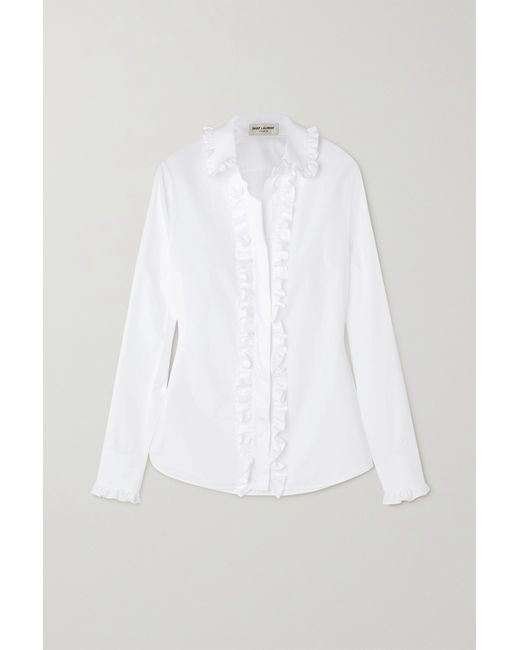 Saint Laurent Ruffled Cotton-poplin Shirt