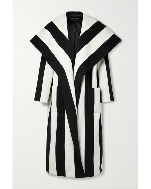 Sergio Hudson Draped Striped Wool And Cashmere-blend Coat