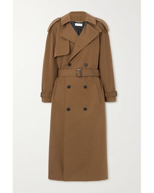 Saint Laurent Belted Double-breasted Cotton-twill Trench Coat