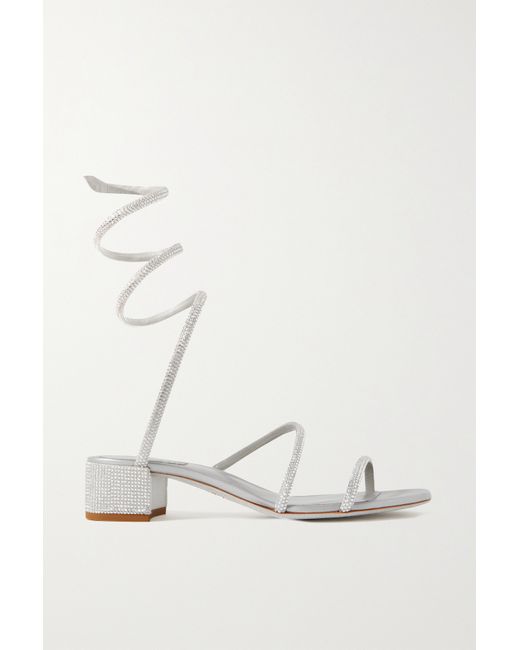 Rene Caovilla Cleo Crystal-embellished Satin Sandals