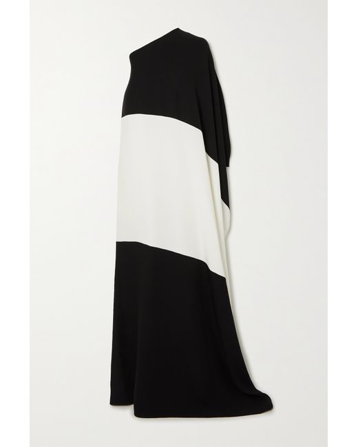 Valentino One-sleeve Two-tone Silk-cady Gown