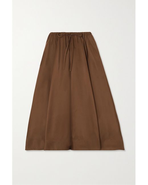 Valentino Pleated Silk-faille Midi Skirt