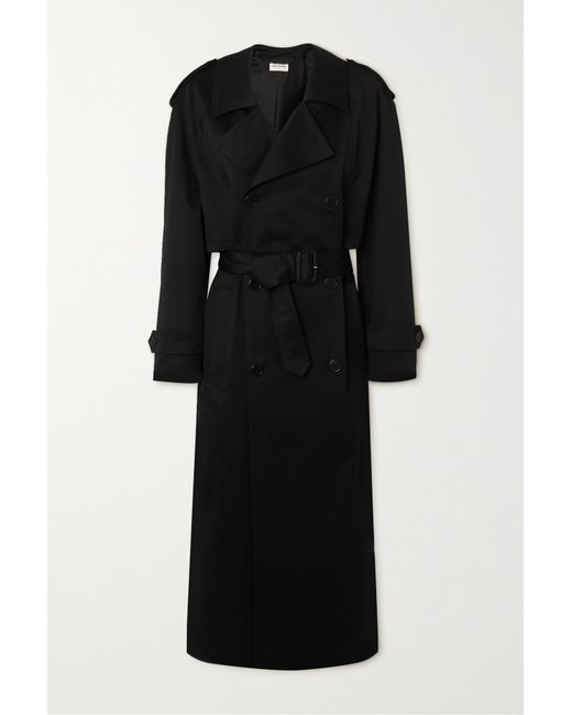 Saint Laurent Double-breasted Belted Cotton-twill Trench Coat