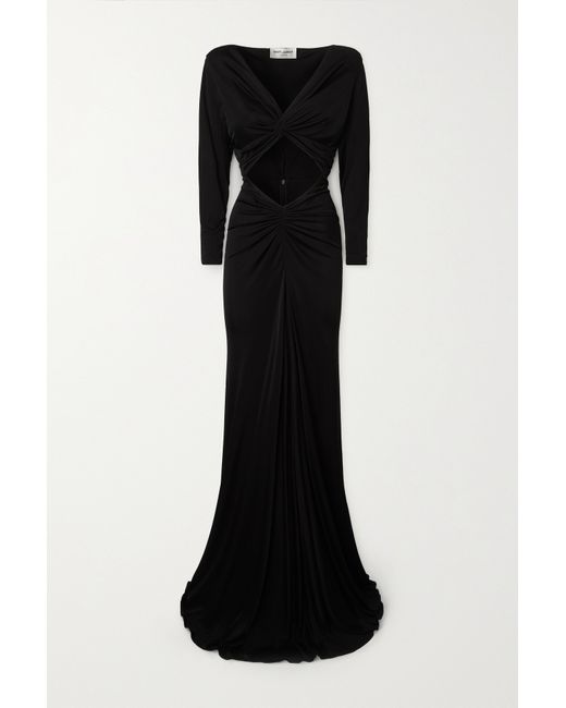 Saint Laurent Cutout Gathered Stretch-jersey Gown