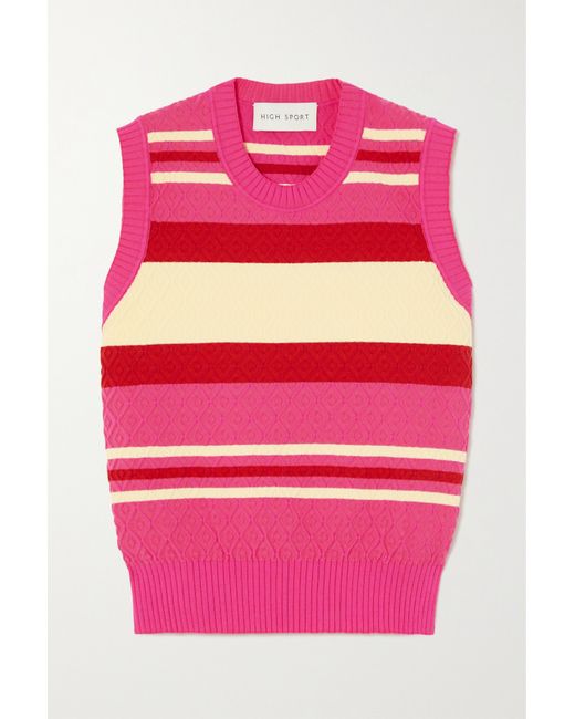 High Sport Annette Striped Jacquard-knit Cotton-blend Top