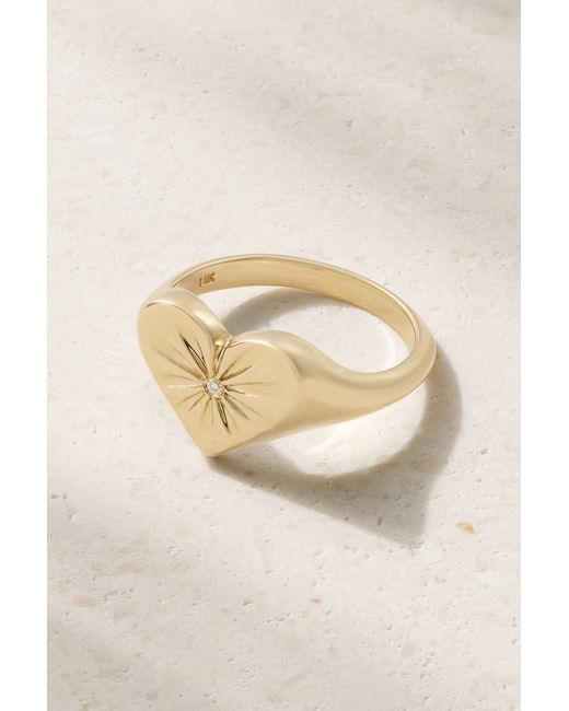 Marlo Laz Love Token 14-karat Diamond Signet Ring