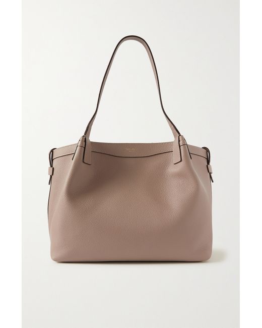 Serapian Small Secret Textured-leather Tote Taupe